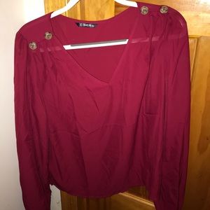 Maroon Long Sleeve Blouse